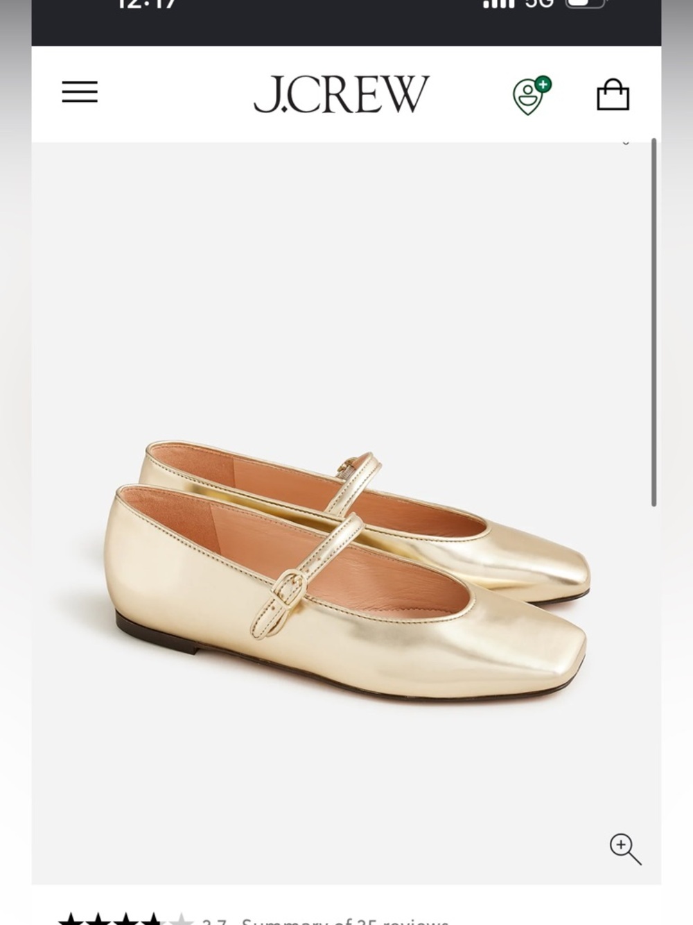 J.Crew Anya Metallic Gold Mary Jane Flats Size 8.5 Leather Ballet Shoe
